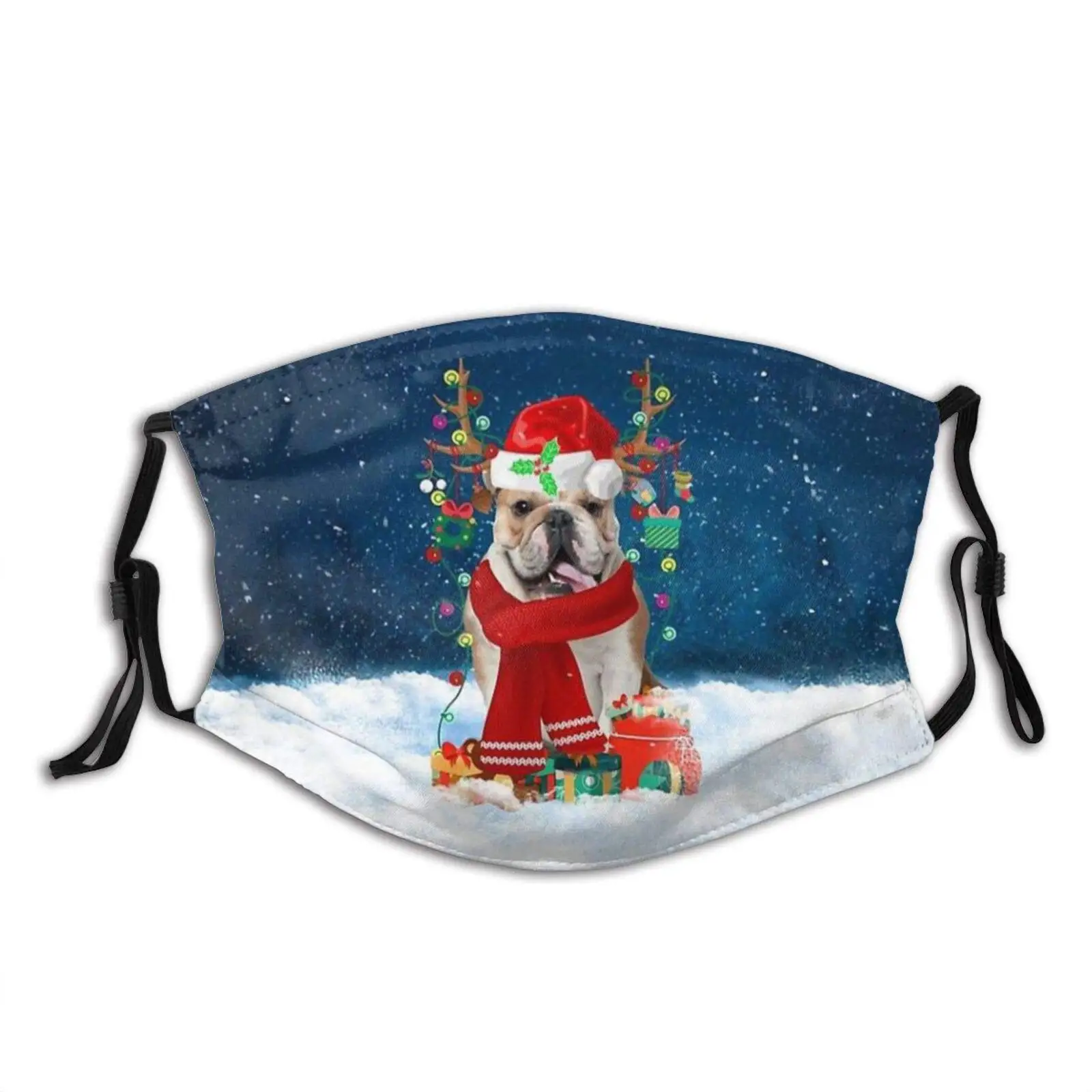 

Снежная маска Bulldog с рождественской тематикой, банданы, Балаклава, моющаяся дышащая с 2 фильтрами, для мужчин, женщин, мужчин и подростков