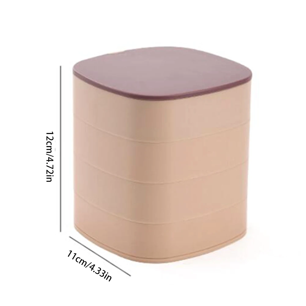 

Jewelry Organizer Box 4 Layer 360Rotating Storage Case with Mirror Jewelry Rope Accessory Necklaces Bracelet Ring Pink Purple