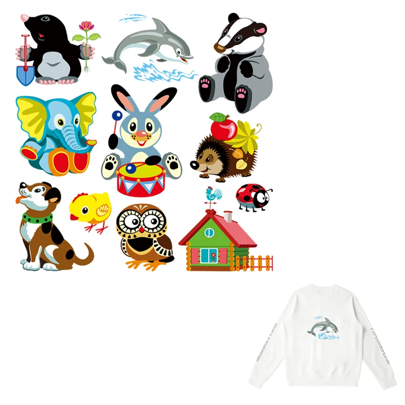 Нашивки с утюгом для одежды милые животные комбинация собак слон кролик