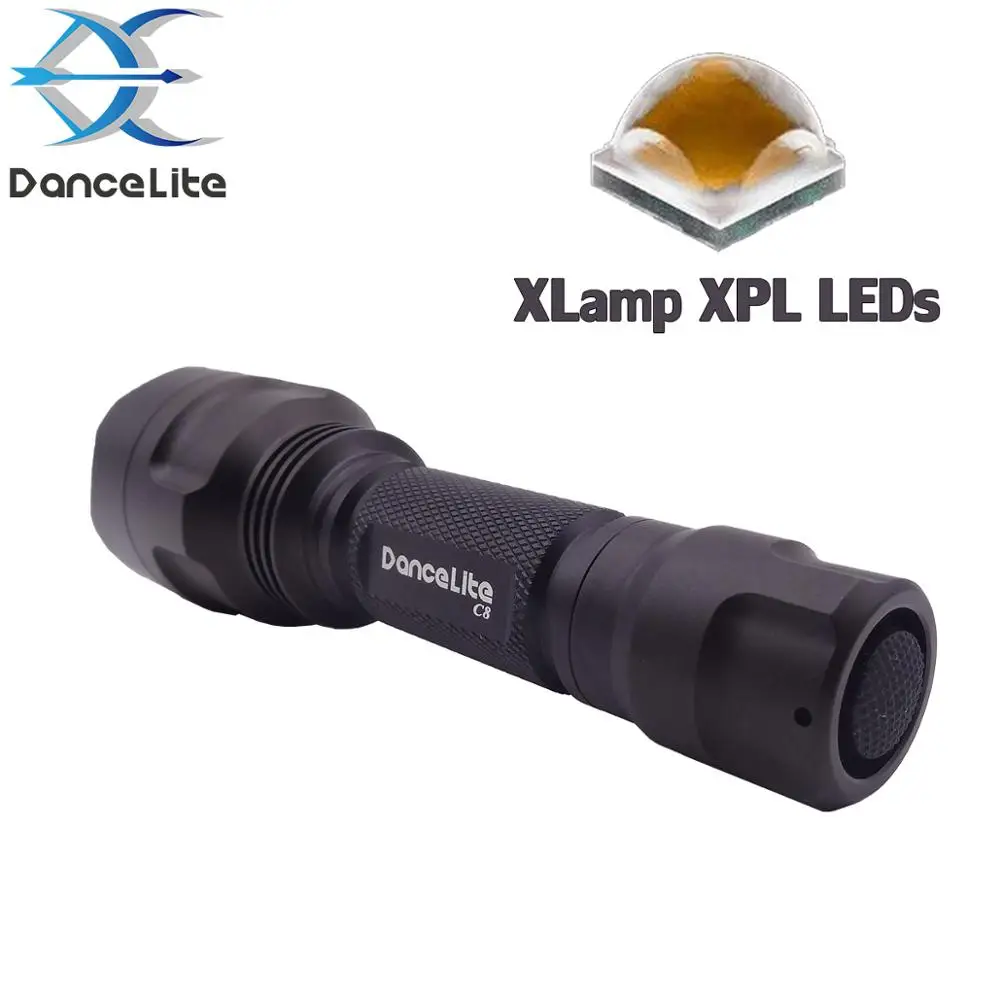 Прочный DanceLite C8 с XLamp XPL V5/V6 1/3/5 режим 10 Вт светодиодный фонарик Фонарь для 18650|hunting