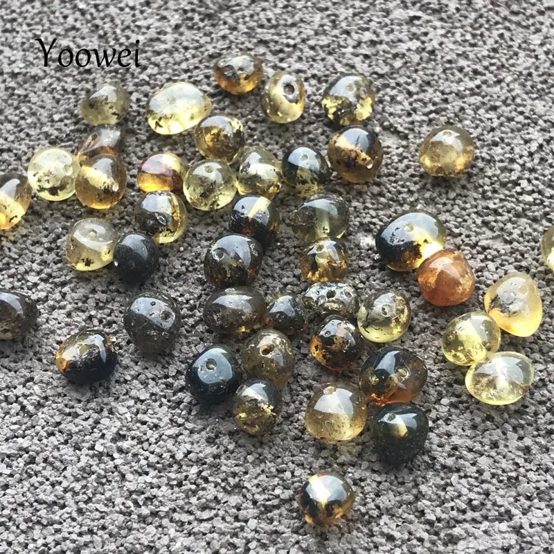 Yoowei зеленый, желтый бисер драгоценный камень diy для ребенка кулон при прорезывании зубов делая Прибалтики Натуральный Янтарный свободные бусины оптом