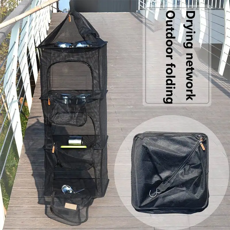 ABSF походная Сухая Сетка 4 Слои складной подвесная сетка сушилка для посуды полка