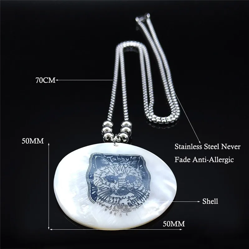 

Shell StainlessSteel Bead Long Big Necklaces Cat Necklaces Long Pendant Necklace Women Jewelry bijoux coquillage NXS03