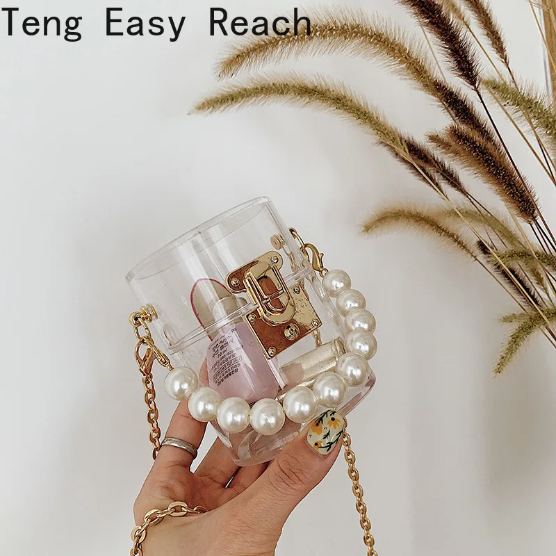 

Transparent Hard Box Bag Small Tote Bag 2021 Summer New High-quality PVC Women's Designer Handbag Chain Shoulder Messenger Bag