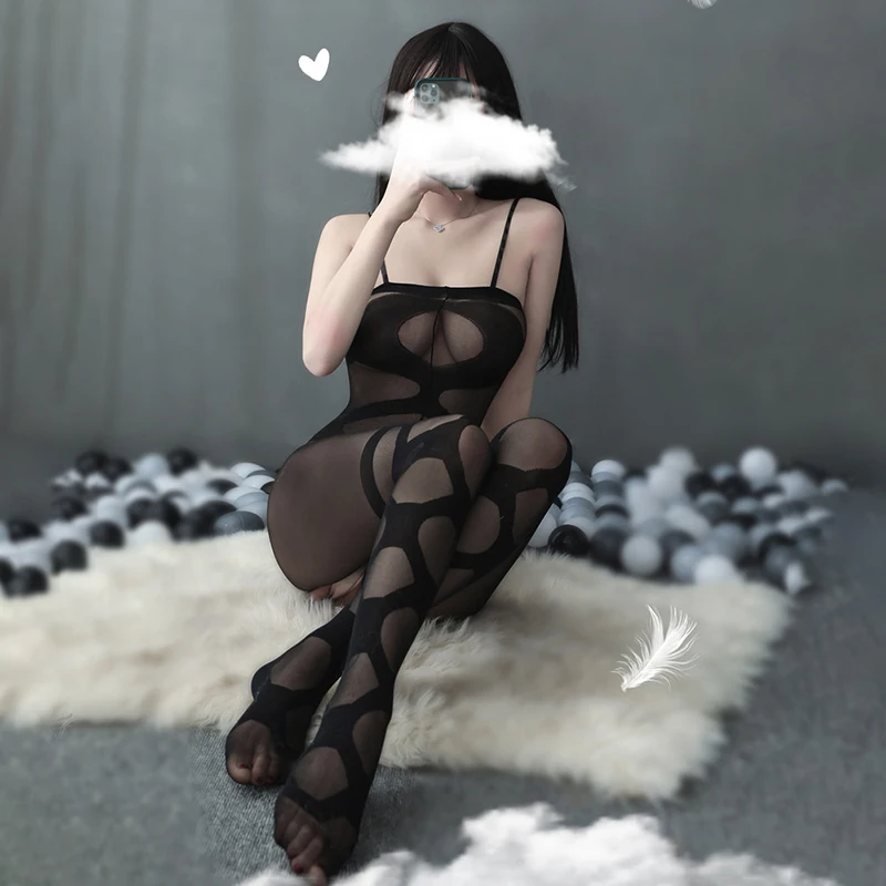 

Open Crotch Tights Geometric Stockings Transparent Bodysuit Erotic Women Sexy Teddy Lingerie Porno Costumes Sleepwear Pantyhose