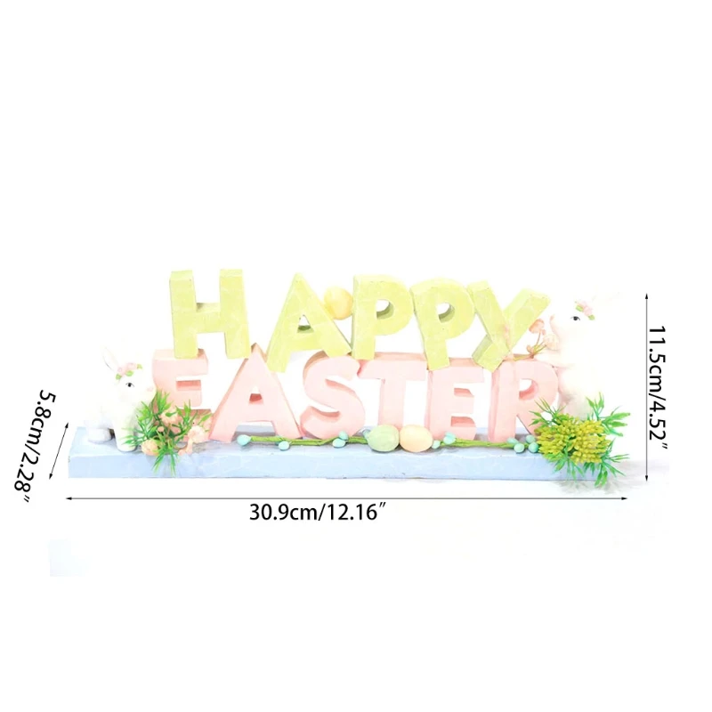 

Colorful Happy Easter Resin Sign Tabletop Centerpiece Decoration Home Store Office Ornaments