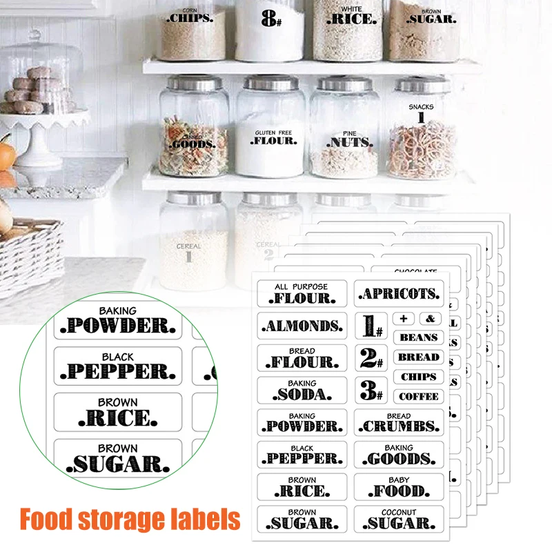 

Farmhouse Pantry Labels 6 Sheets Transparent Waterproof Pantry Stickers Food Jar Labels for Pantry Organization Home