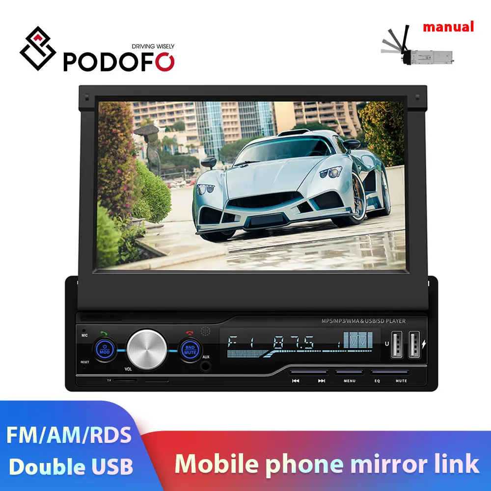 Podofo one din автомобильный радиоприемник 7 &quotHD сенсорный экран мультимедийный плеер