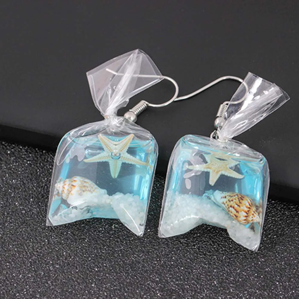 Модные серьги забавные мультфильмы золотая рыбка сумки в форме воды висячие