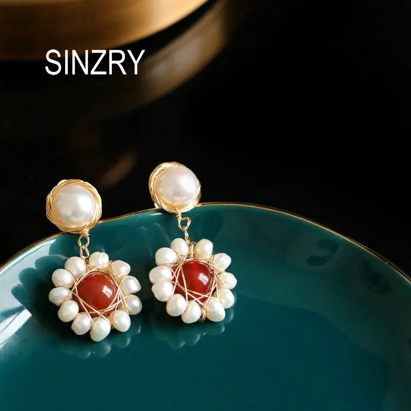 SINZRY модные натуральные пресноводные жемчужины ручной работы круглый цветок