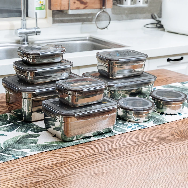 Нержавеющая сталь Bento Коробки для обедов герметичные хранение металлических