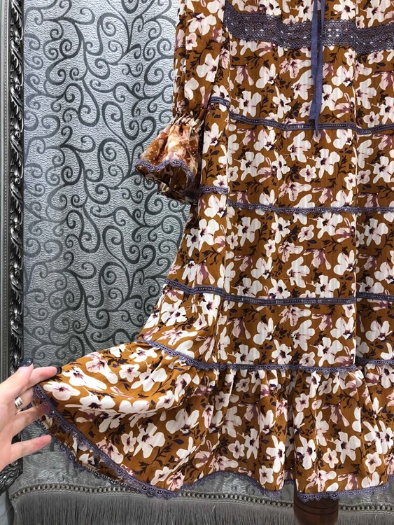 

Quality Women's Top Dress 2021 Spring Summer Clothing Women Sexy Tulle Mesh Patchwork Flare Sleeve Casual Vintage Print Dress