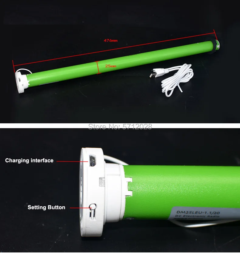 DOOYA DM25LEU двигатель USB интерфейс Micro charge трубчатый аккумулятор Двигатель диаметр 38