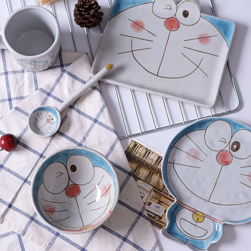 Креативная керамическая тарелка дораемон/Ложка/чаша специальная щелевая чашка