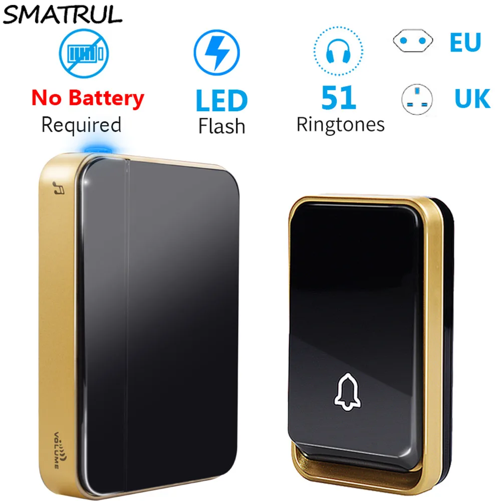 Swatrul автономный беспроводной дверной звонок водонепроницаемый без батареи