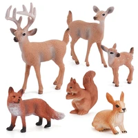 6pcset forest animals figures miniature toys cake toppers deer family fox rabbit squirrel cake accessories