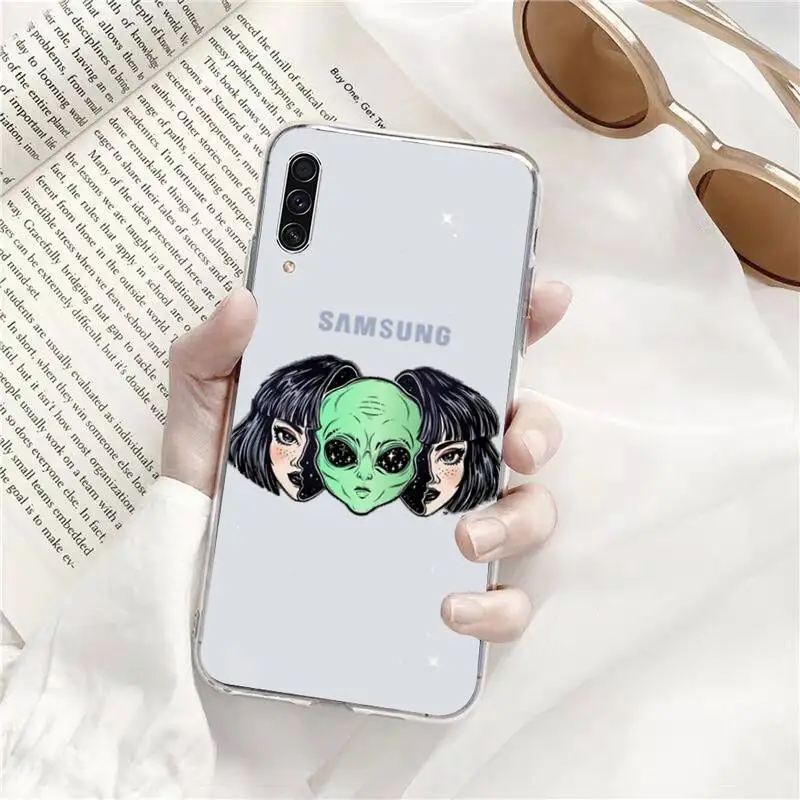 

Aesthetics Cute Cartoon alien space Phone Case Transparent Clear For Samsung Galaxy A71 A21s S8 S9 S10 plus note 20 ultra