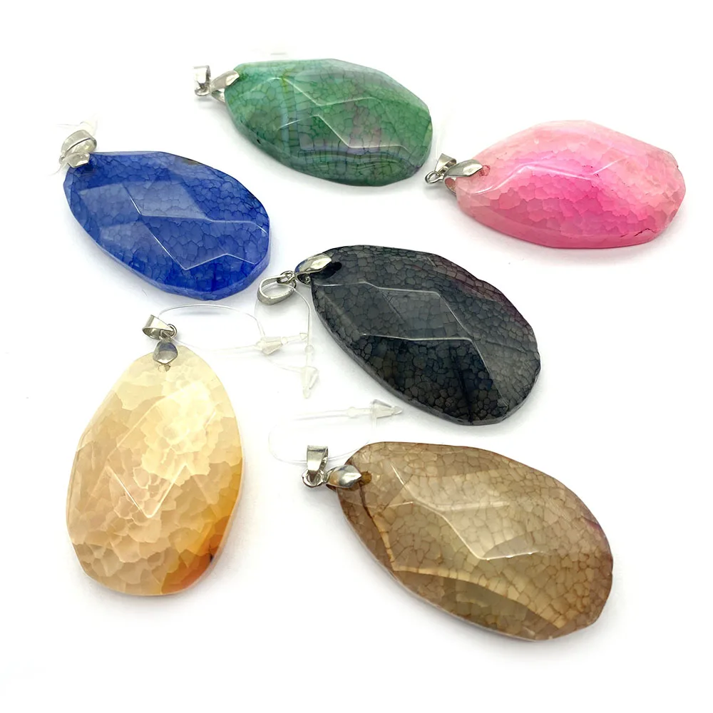 

1pcs Natural Stone Dragon Pattern Agate Pendant Cut Surface Irregular Shape DIY Necklace Jewelry Making Supplies Accessories
