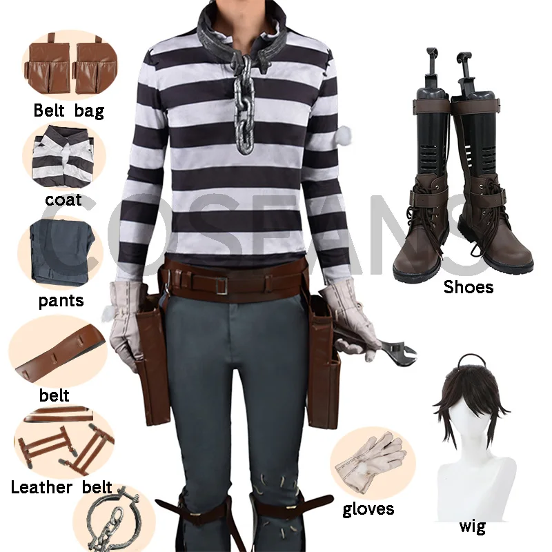 

Female Identity V Cosplay Costumes Prisoner Luca Balsa Cosplay Costume Survivor Original Skin Uniforms Suits Clothes Wigs shoes