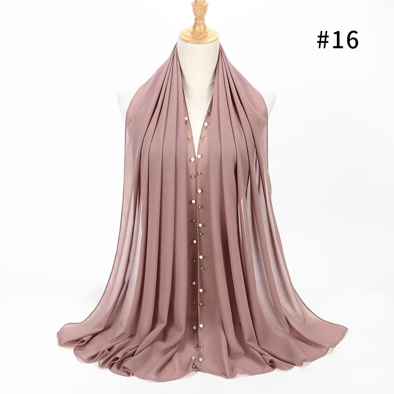 16 women pearl bubble chiffon scarf Head hijab wrap full cover-up shawls foulard femme headscarf crinkle muslim hijabs stole - Цвет: 16