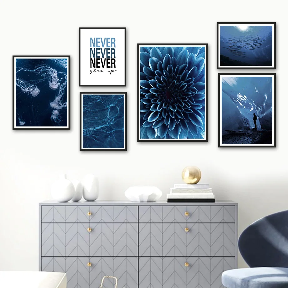 

Jellyfish Dahlia Fish Undersea Landscape Wall Art Canvas Painting Nordic Posters And Prints Wall Pictures For Living Room Decor