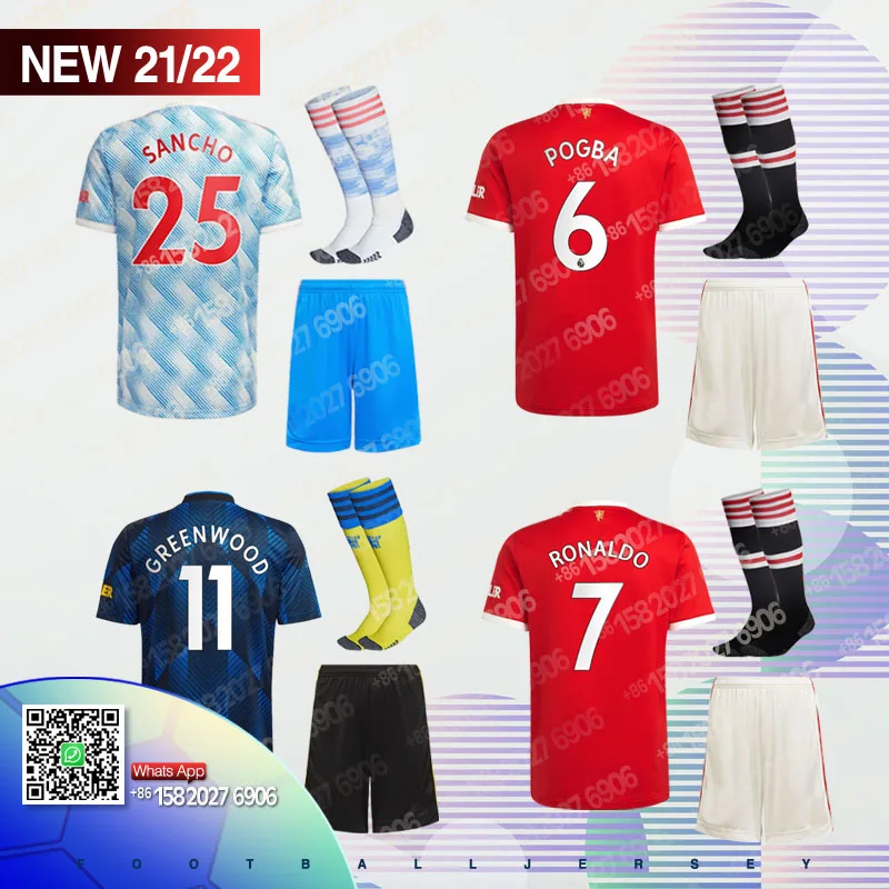 

2022 Free shipping 21.22 custom shirt +sock Set 2021 Manchester Top Thai United Best quality adult KIDS Top Best sale