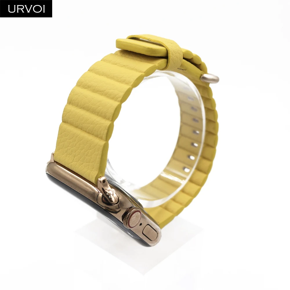 Ремешок URVOI для Apple Watch series 6 SE 5 4 3 2 1 дизайнерский браслет из искусственной кожи с