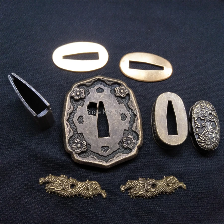 Военные фитинги из сплава японская катана меч вакидзаси аксессуары DIY TSUBA + FUCHI
