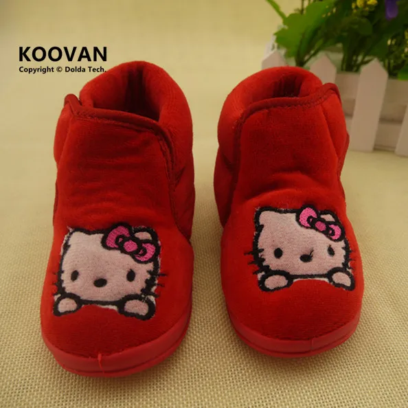 Красный Koovan/Новинка года; детская обувь с рисунком котенка; обувь принцессы с мягкой подошвой для первых шагов; ботинки для мальчиков и девочек; детская обувь; Теплая обувь для малышей - Цвет: Красный