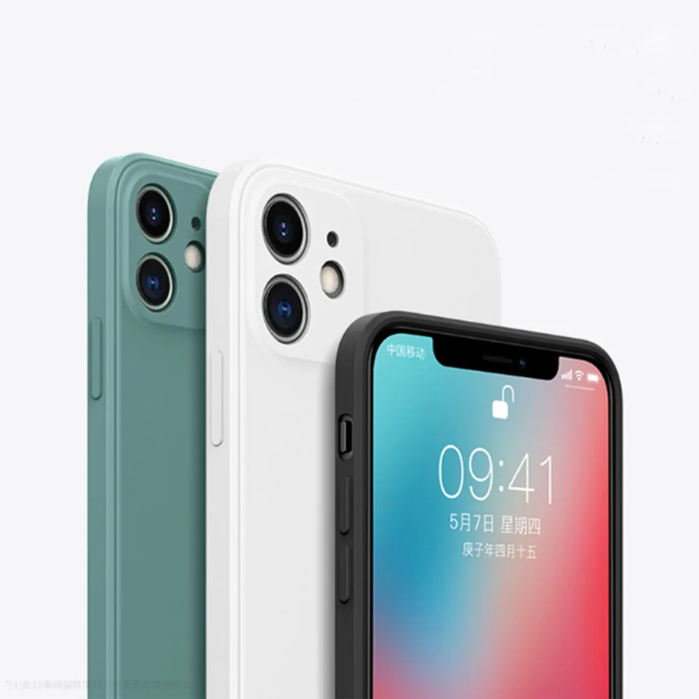 Квадратный чехол из жидкого силикона для iPhone 11 Pro Max силиконовые чехлы SE 2020