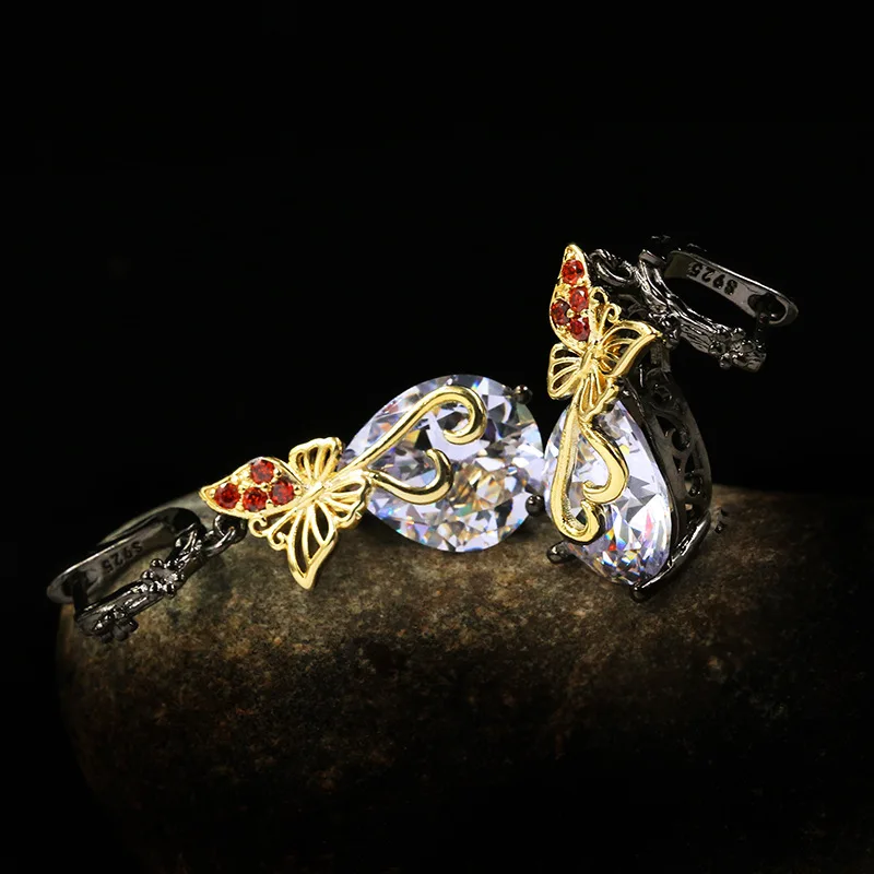 Серьги женские из серебра 925 пробы с фианитом в вечерние капли воды | Украшения и