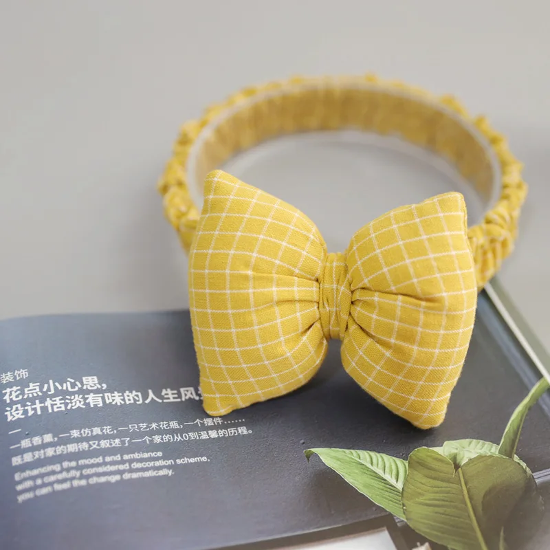 yellow Милая повязка на голову с большим бантом для маленьких девочек; эластичная повязка на голову для маленьких принцесс; аксессуары для волос; повязка на голову; тюрбан - Цвет: yellow