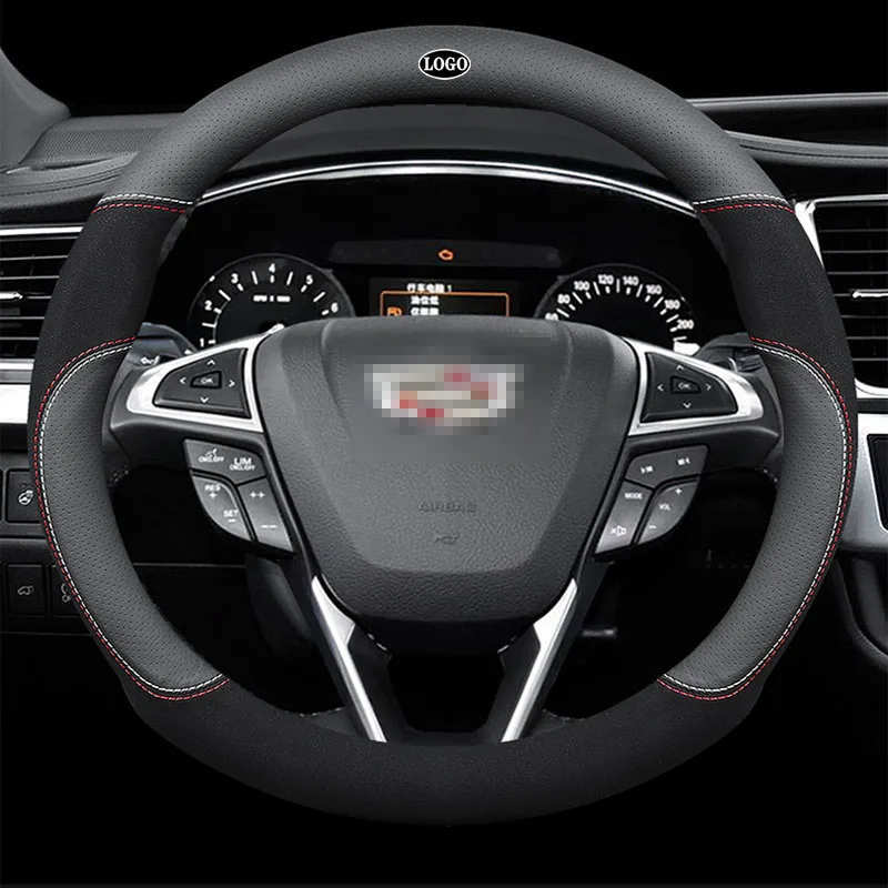 

Genuine Leather Car Steering Wheel Cover 15 inch/38cm for Cadillac Escalade SRX XTS CTS EXT XT5 CT4 CT5 XT4 CT6 XT6 ATS 2019