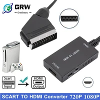 grwibeou scart to hdmi converter with cable wrugste scart in hdmi out hd 720p1080p switch video audio adapter for hdtv dvd