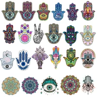 hamse hand fatima thermal patches for clothing diy women t shirt hoodies iron on transfer colorful hands yoga sticker decor