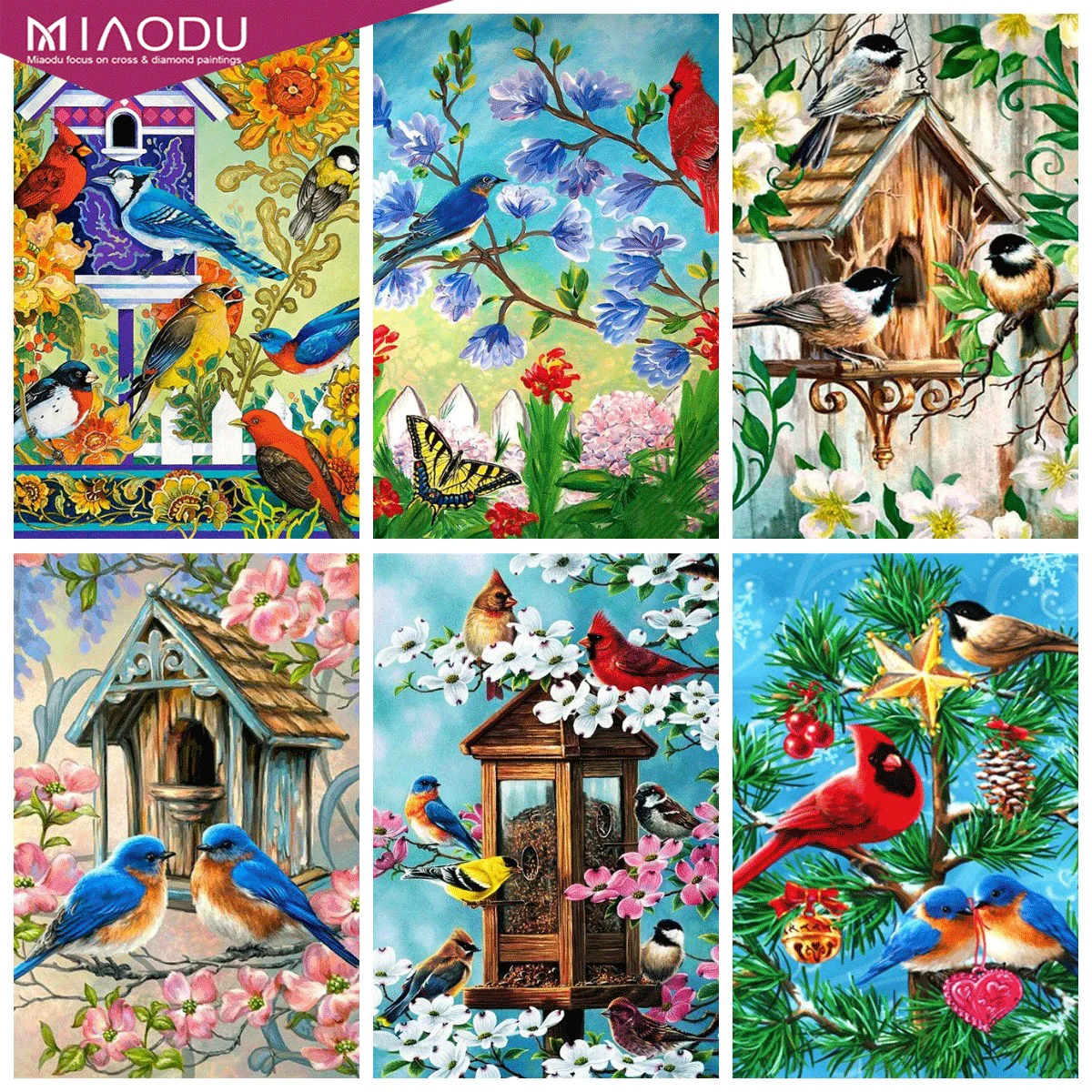 

Miaodu Round Diamond Embroidery Animal 5D DIY Diamond Painting Bird Christmas Decorations For Home Home Decor