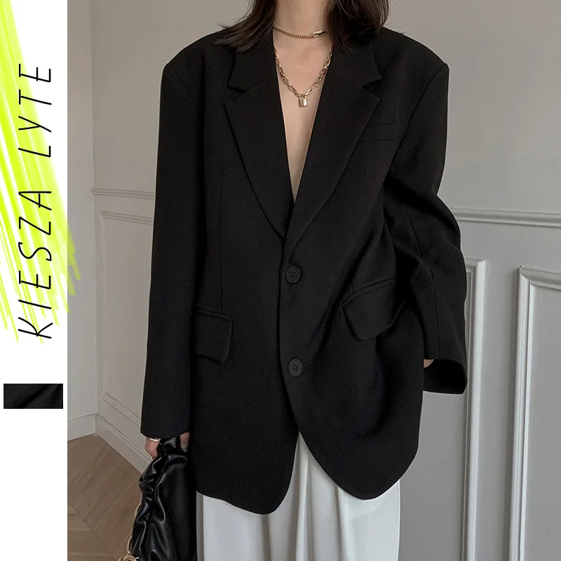 

Stylish Black Blazer Boyfriend Style 2020 New Korean Casual All-Match Brief Blazers Mujer Oversized Blazer Feminino