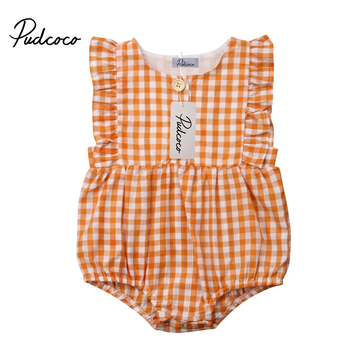 

Pudcoco Newborn Infant Baby Girl Ruffle Plaid Romper Sleeveless Jumpsuit One Piece Outfits Sunsuit Toddler Girl Summer Clothes