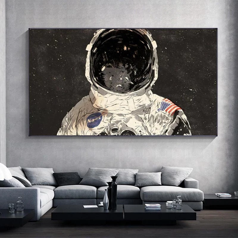 

Nordic Space planet astronaut Long Picture wall Poster painting living room bedroom room head Canvas Painting Wall Art Mural