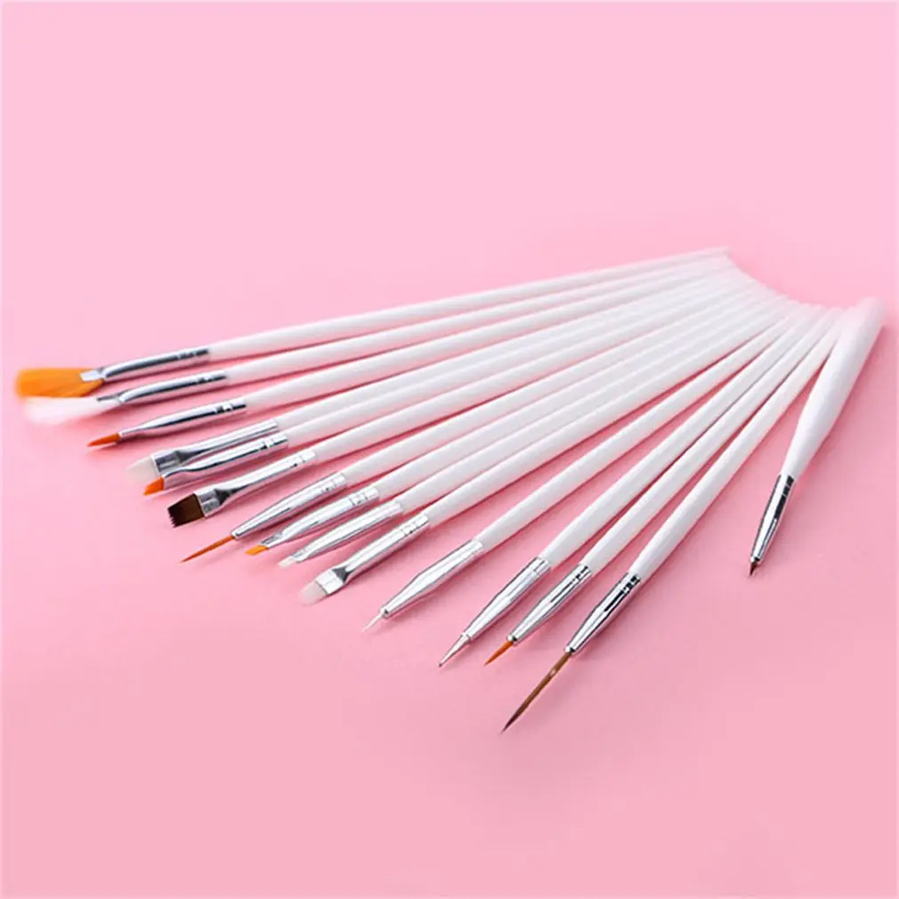 

15pcs Nail Art Gel Drawing Painting Dotting Pen ,Pink&White