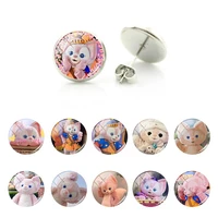 disney cute linabell pattern earrings cartoon stud earrings glass cabochon design gifts for girls women handmade jewelry fwn651