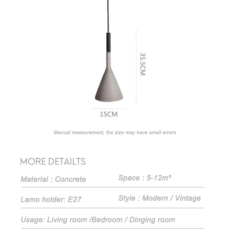 

Concrete Pendant Lights Lamparas De Techo Colgante Moderna Kitchen Decor Industrial Nordic Style Lamp for Bedroom Rope Light