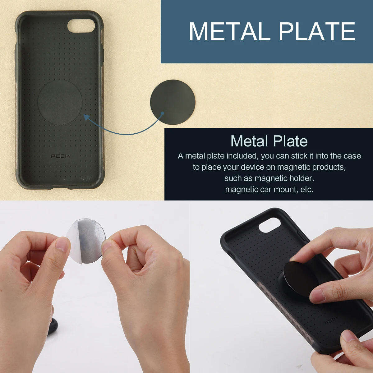 Текстурированный чехол ROCK из углеродного волокна для iPhone 7 Plus 8 Plus, задняя крышка для iPhone 8 7, адсорбционный противоударный чехол