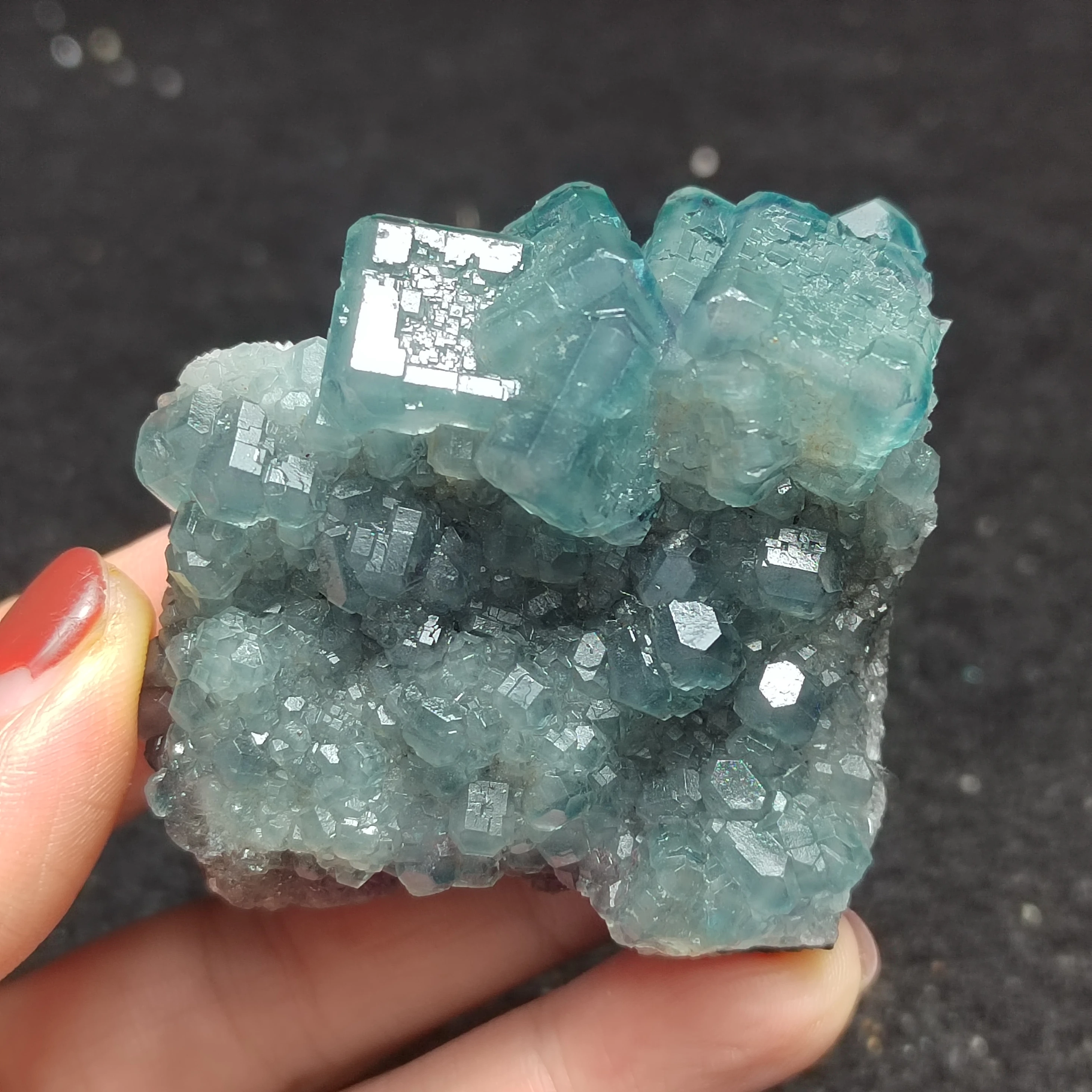 

84.7gNatural blue green fluorite mineral ring vein healing teaching specimen stone home decoration collection jewelry