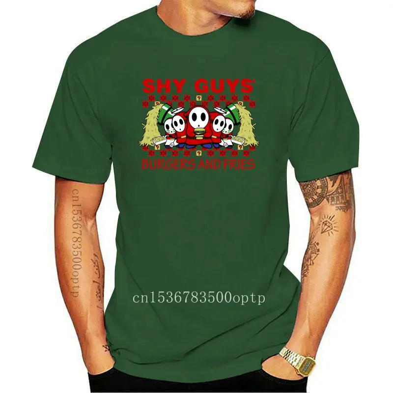 

Design Funny Men t shirt white t-shirt tshirts Black tee Shy Guys Burgers and Fries Funny Video Game Men T Shirt