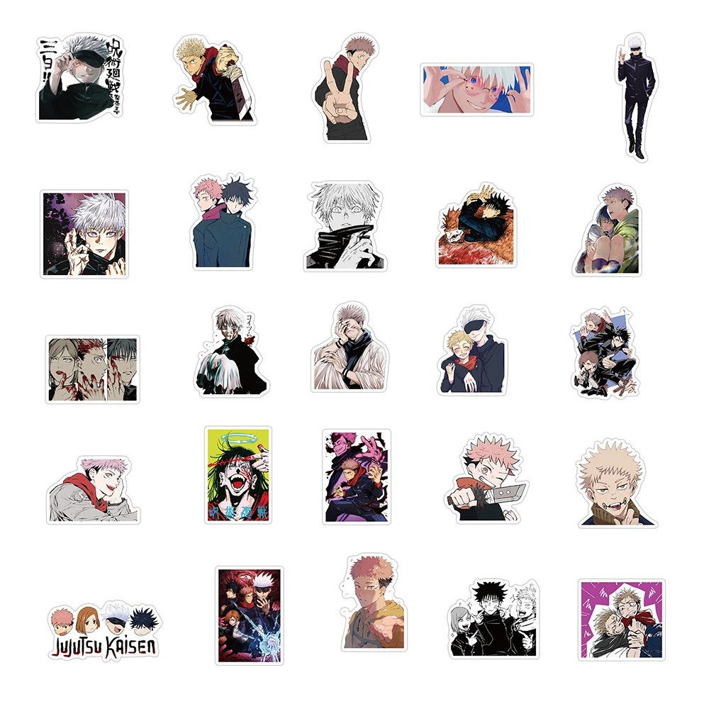 

50PCS Anime Jujutsu Kaisen Stickers Laptop Guitar Luggage Fridge Skateboard Phone Waterproof Cool Sticker Decal Kid Classic Toys