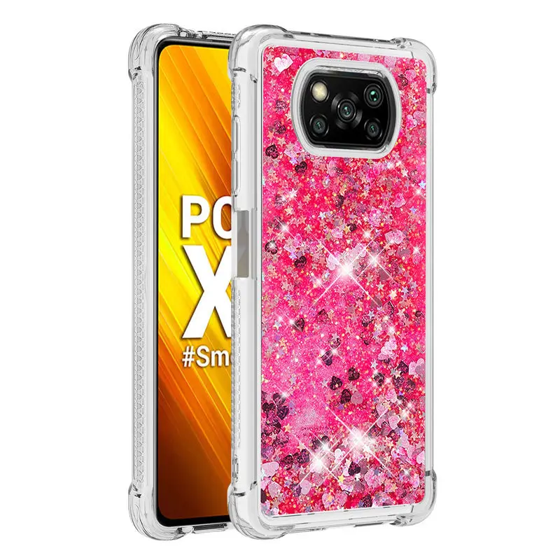 

XiaoMi Poco X3 NFC Case Fashion Liquid Glitter Quicksand High Quality TPU Anti-fall Back Cover For XiaoMi Poco X3 NFC Phone Case