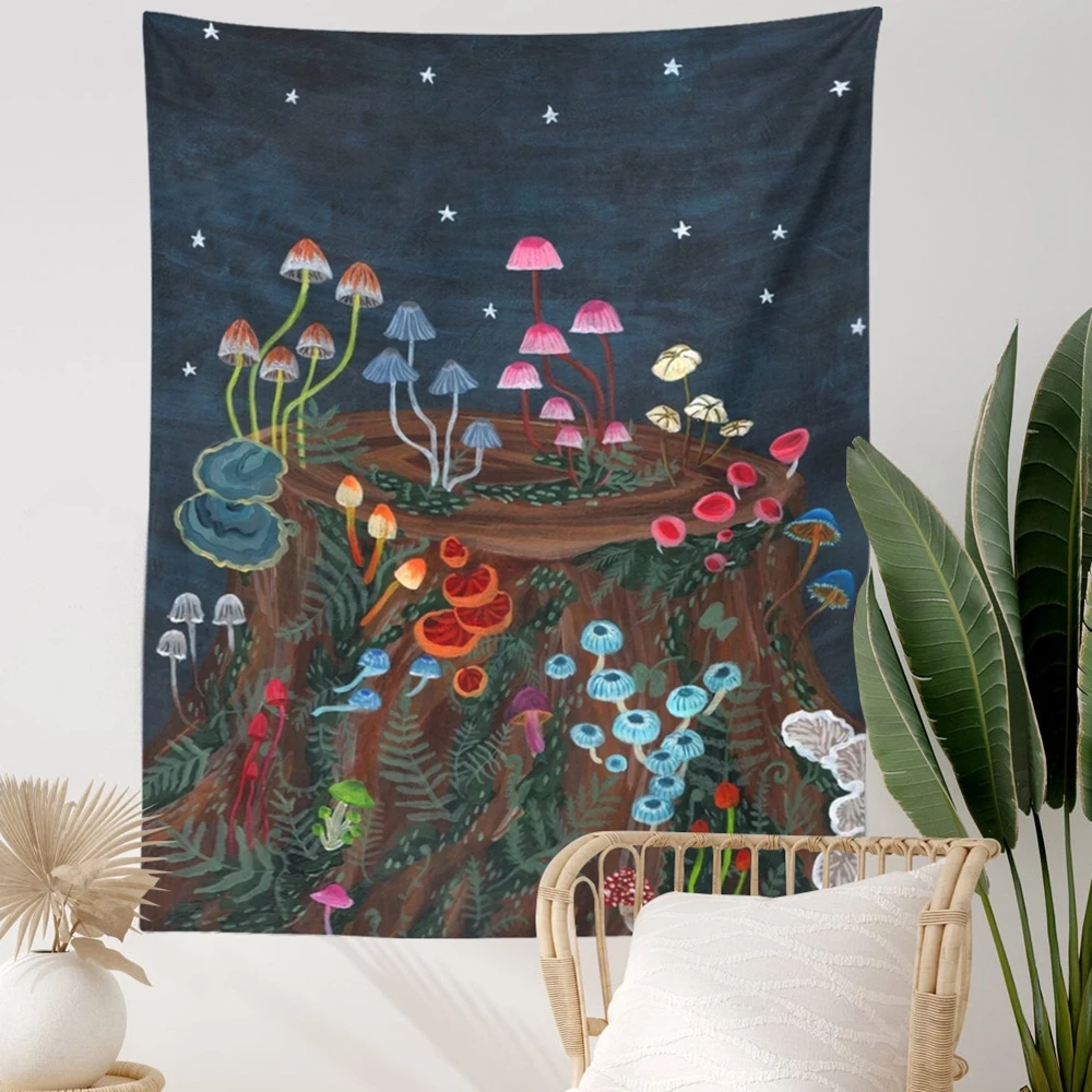 

Psychedelic Mushroom Tapestry Wall Hanging Botanical Boho Decor Wall Cloth Tapestries Hippie Mandala Wall Carpet Decoration