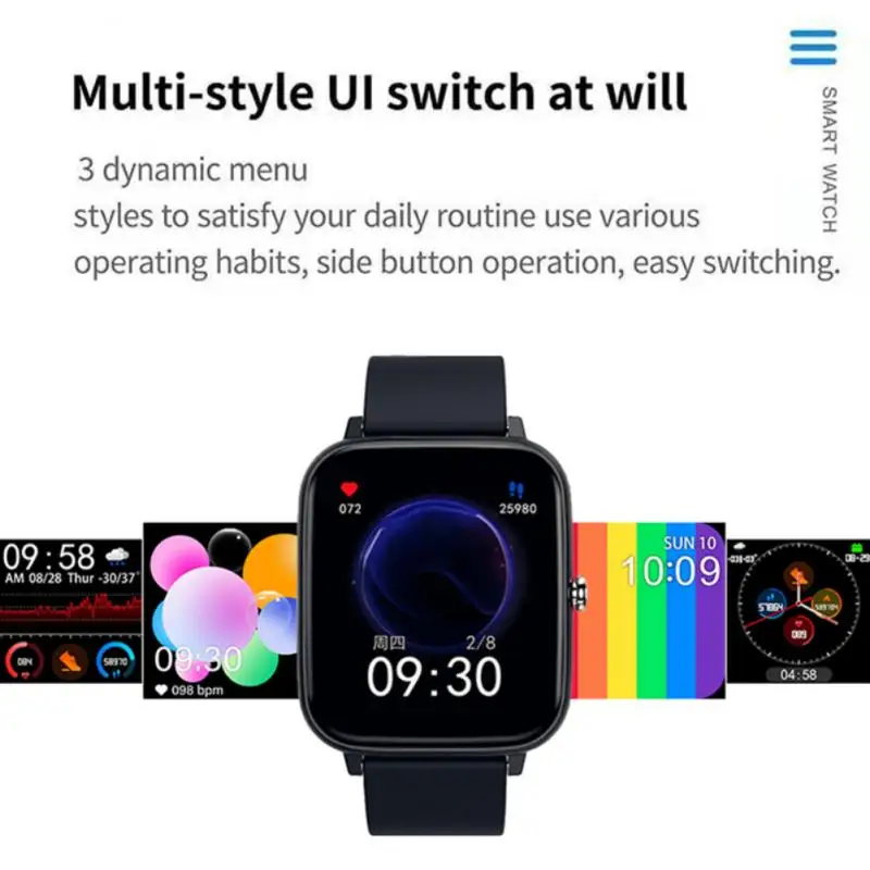 P6 Color Screen Smart Watch Full Touch Blood Pressure Monitor Fitness Sport Bracelet Bluetooth-compatible Custom Wallpaper | Электроника