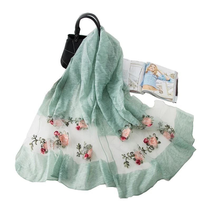 2019 Роскошные брендовые новые шелковые шарфы женские цветочные шали и палантины